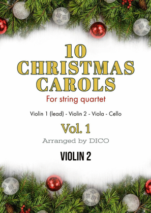 Book cover for 10 Christmas Carols for String Quartet, Vol. 1 - Violin 2