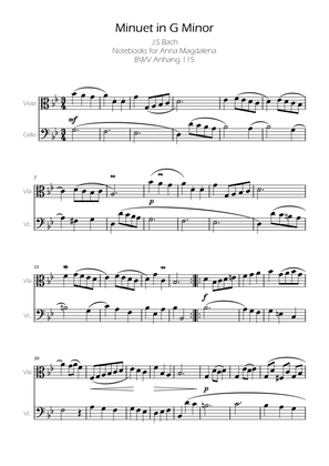 Book cover for Minuet in G minor BWV Anh. 115 - Bach - Viola and Cello