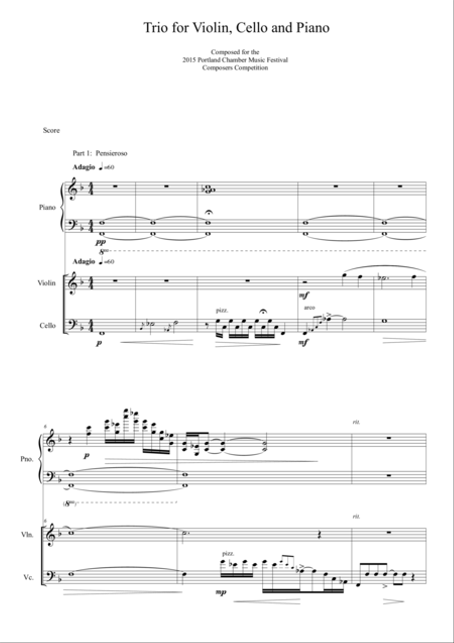 Trio for Piano, Violin and Cello String Orchestra scores gallery preview page 1