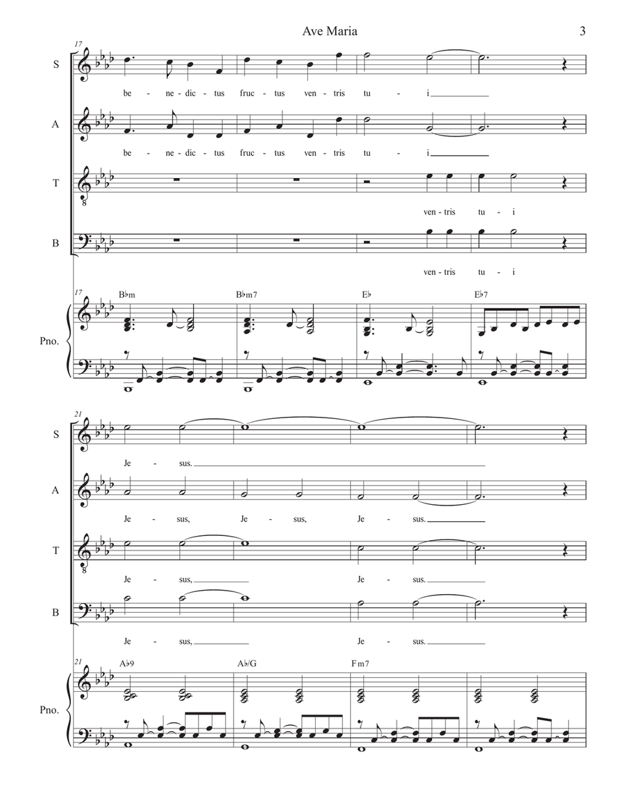 Ave Maria (Mother of Divine Mercy) (SATB) 4-Part scores gallery preview page 3