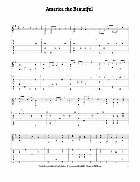 America the Beautiful (For Fingerstyle Guitar Tuned DADGAD) image number null