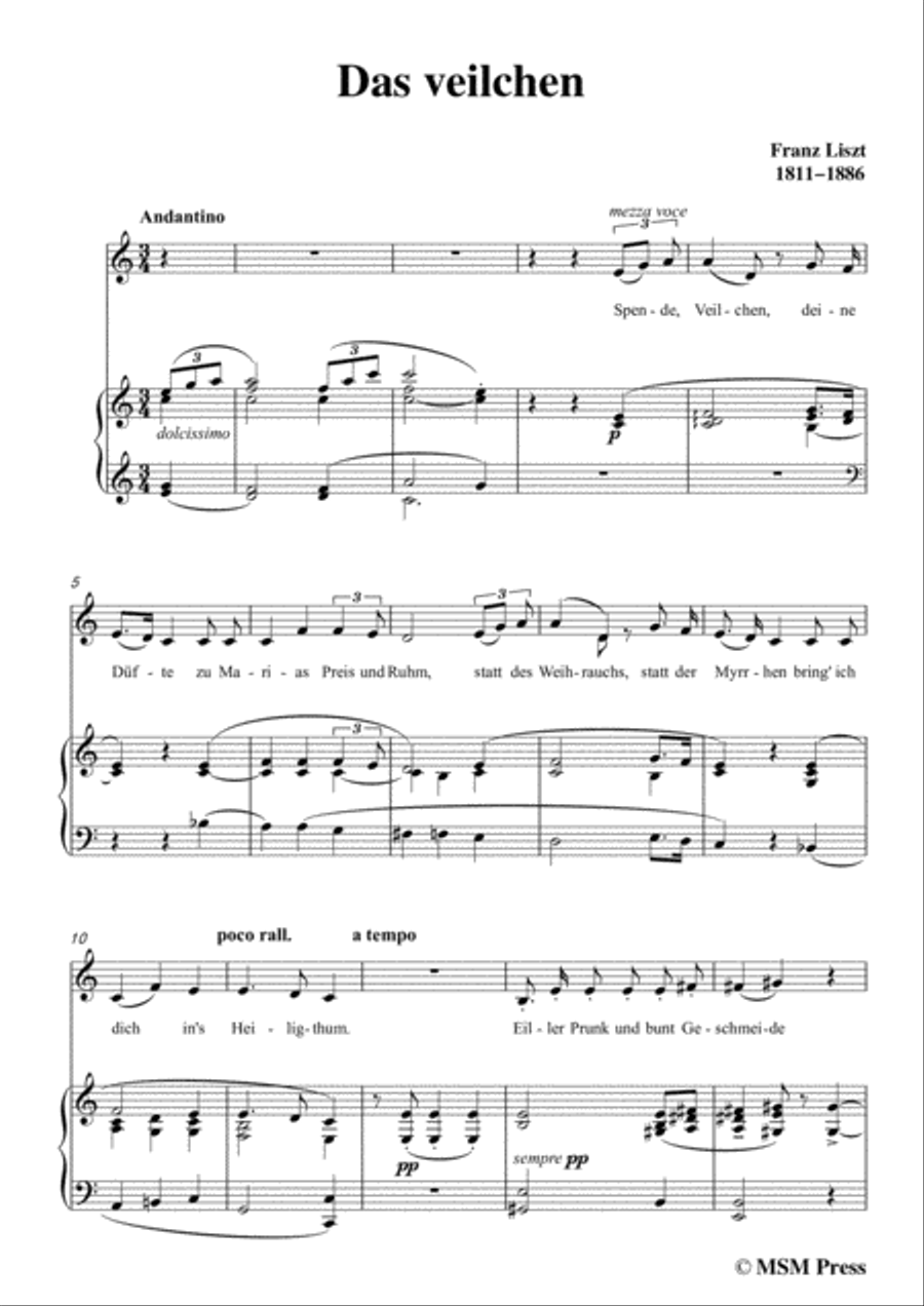 Liszt-Das veilchen in C Major,for Voice and Piano Voice Solo scores gallery preview page 3