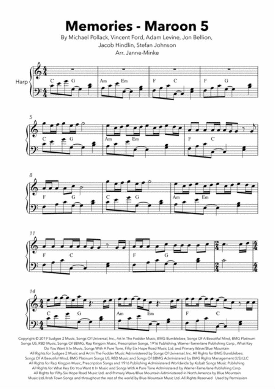 Memories Harp scores gallery preview page 2