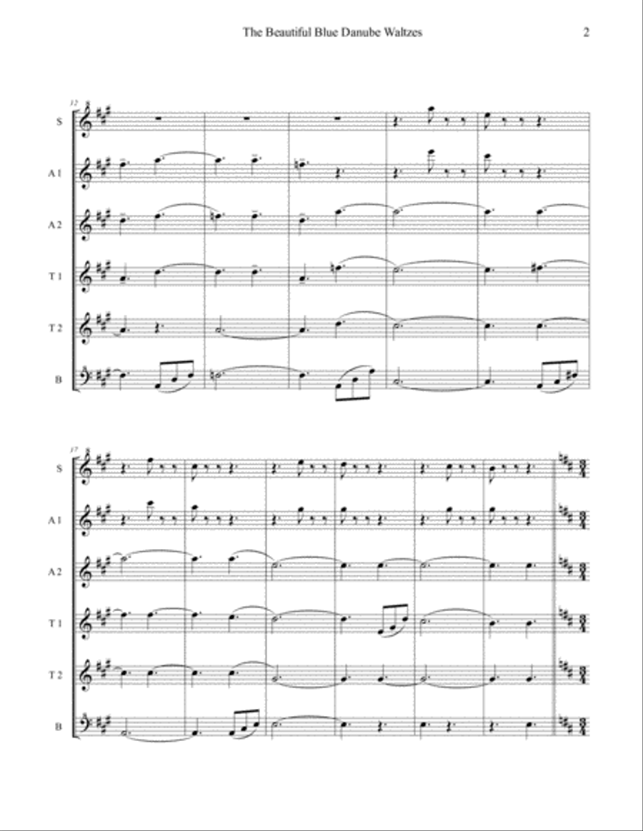 Blue Danube Waltzes for Recorder Sextet Recorder scores gallery preview page 5