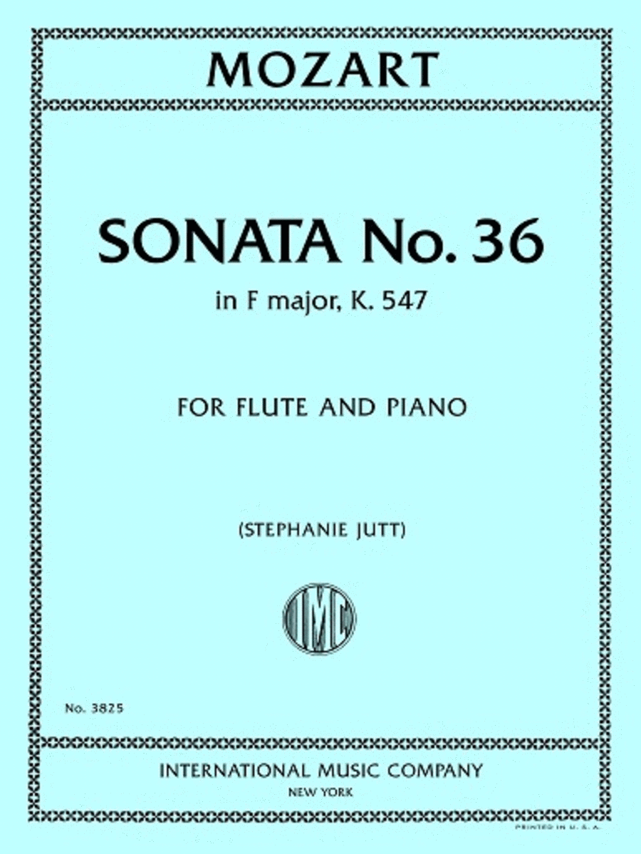 Sonata No. 36 in F major, K. 547, for Flute and Piano