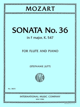 Book cover for Sonata No. 36 in F major, K. 547, for Flute and Piano