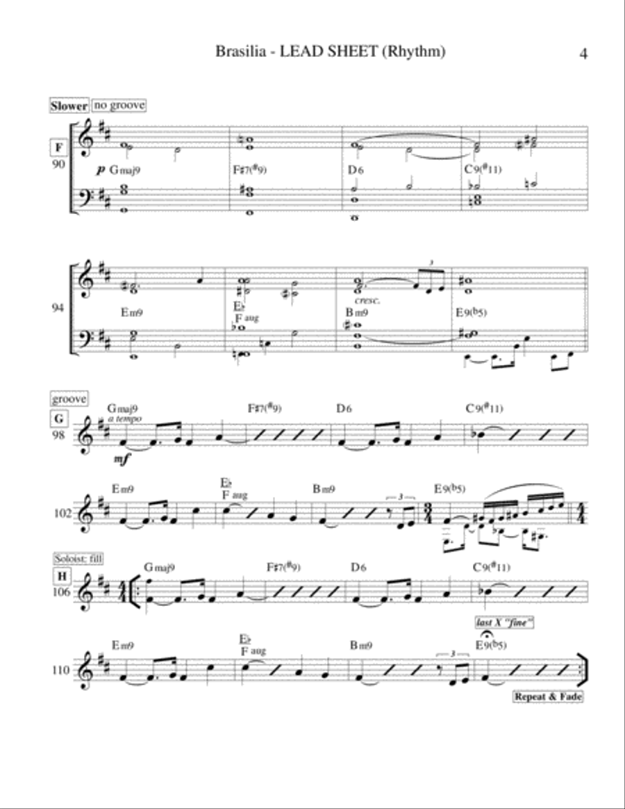 Brasilia (Lead Sheet & Parts) Guitar Ensemble scores gallery preview page 4