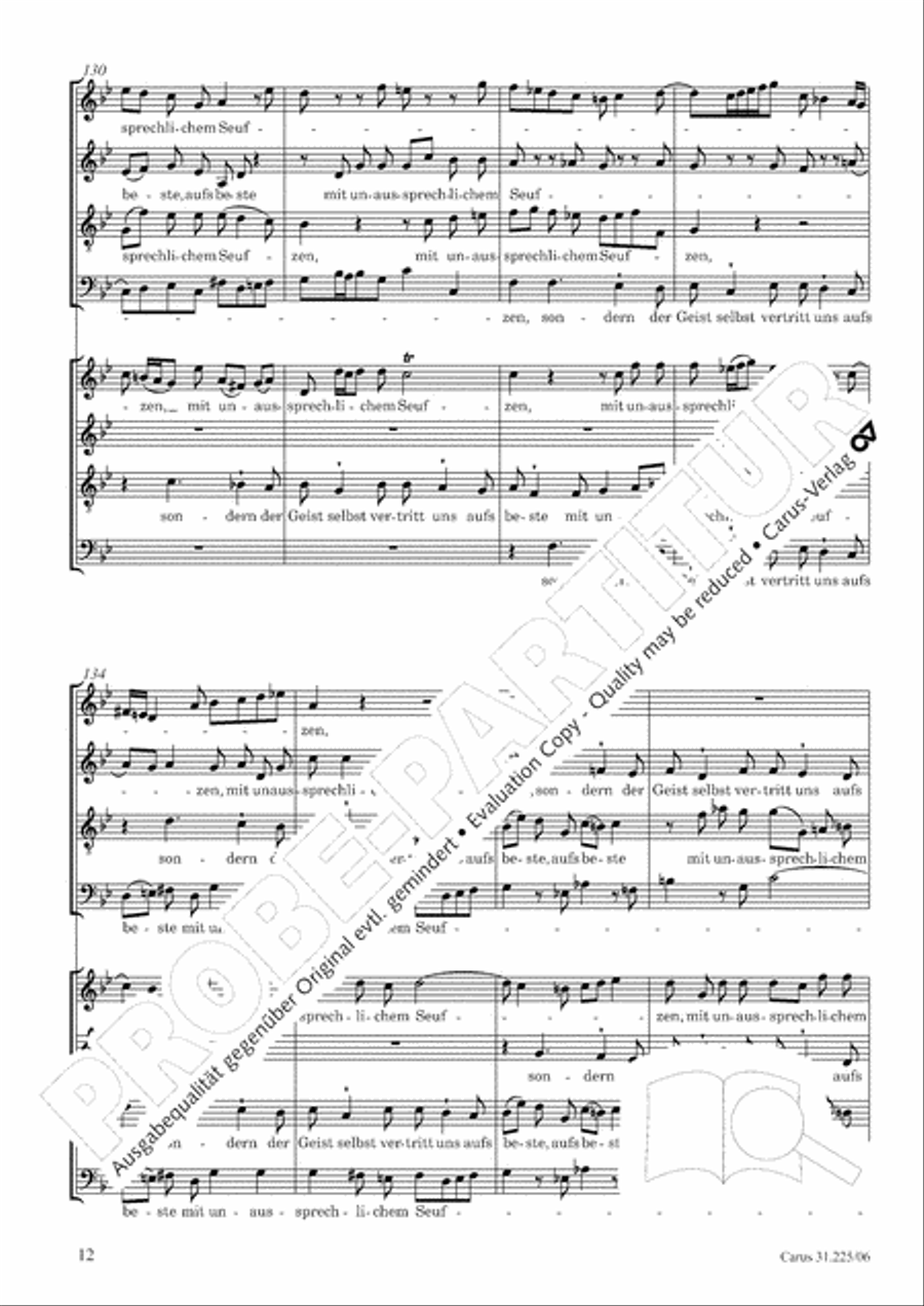 The Spirit makes our weakness strong (Der Geist hilft unser Schwachheit auf) 4-Part scores gallery preview page 13
