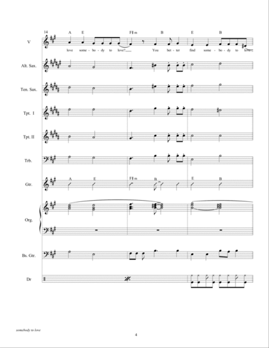 Somebody To Love Tenor Saxophone scores gallery preview page 6