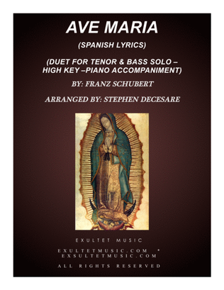 Ave Maria (Spanish Lyrics - Duet for Tenor & Bass Solo - High Key - Piano)