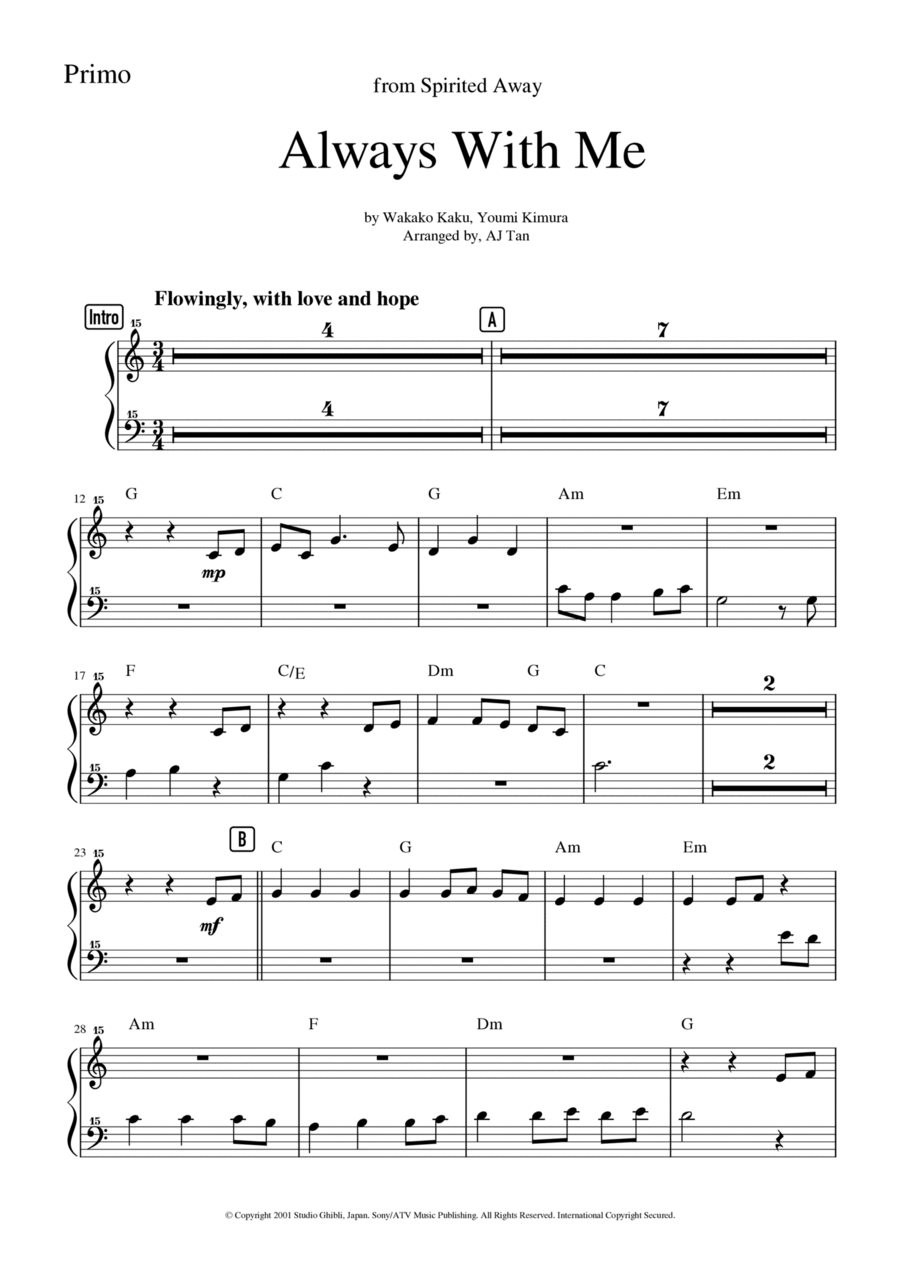 Itsumo Nandodemo (always With Me) 1 Piano, 4-Hands scores gallery preview page 1