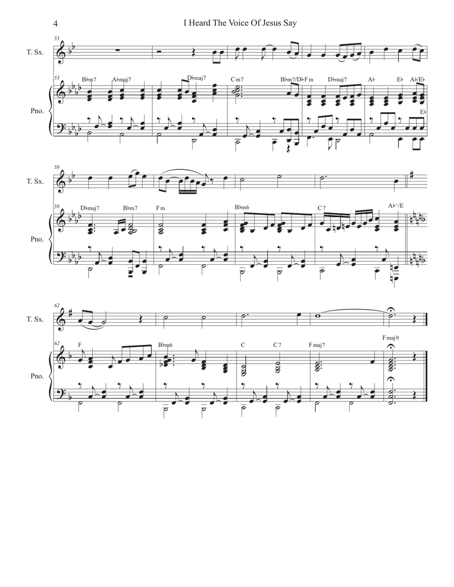 I Heard The Voice Of Jesus Say (Tenor Saxophone and Piano) Tenor Saxophone scores gallery preview page 4