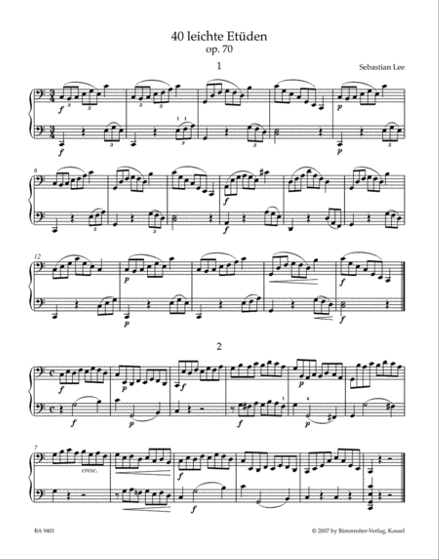 40 leichte Etueden for Violoncello with accompaniment of a second Violoncello (ad lib) op. 70 Cello scores gallery preview page 2