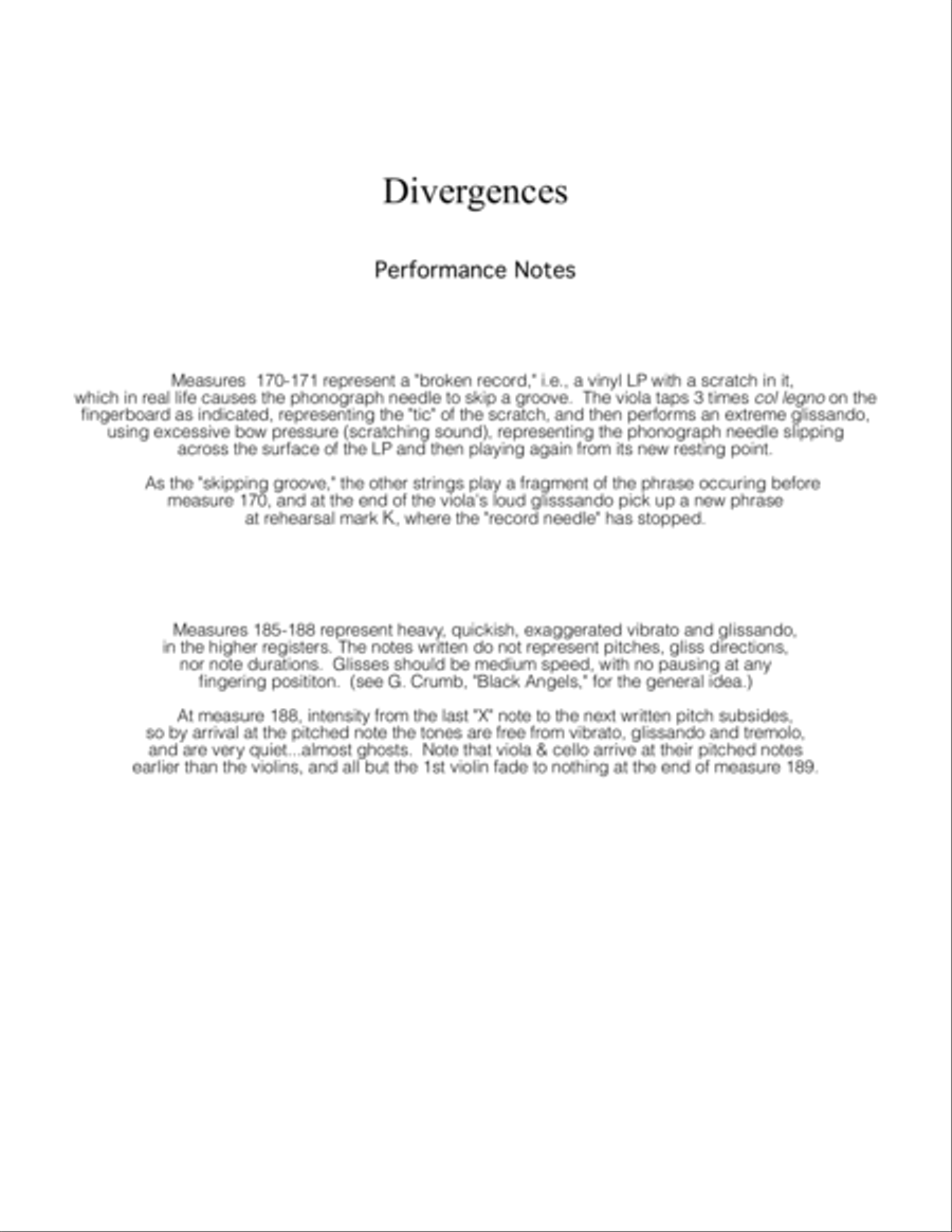 Divergences SCORE