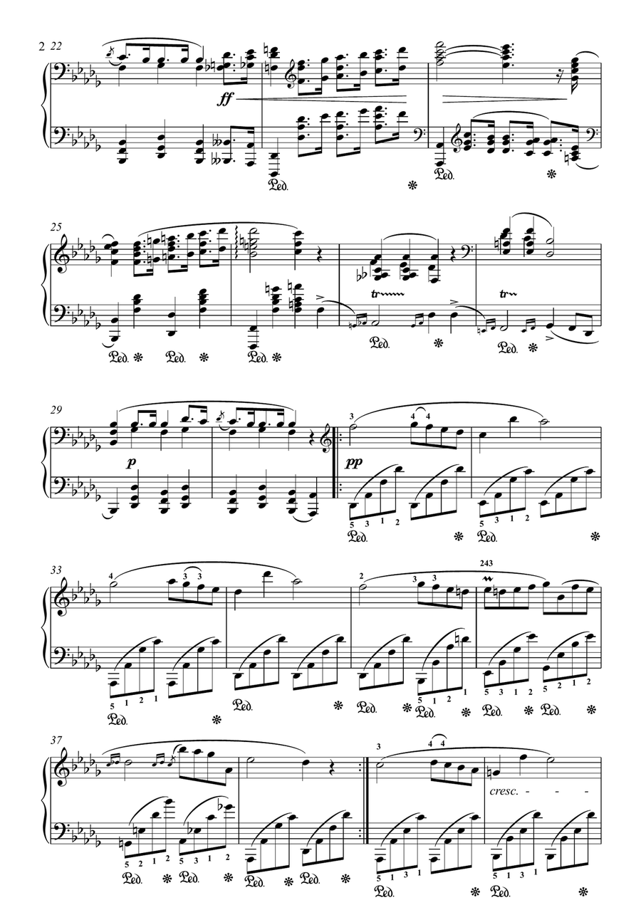 Chopin - Funeral March (With Fingering) Piano Solo scores gallery preview page 2