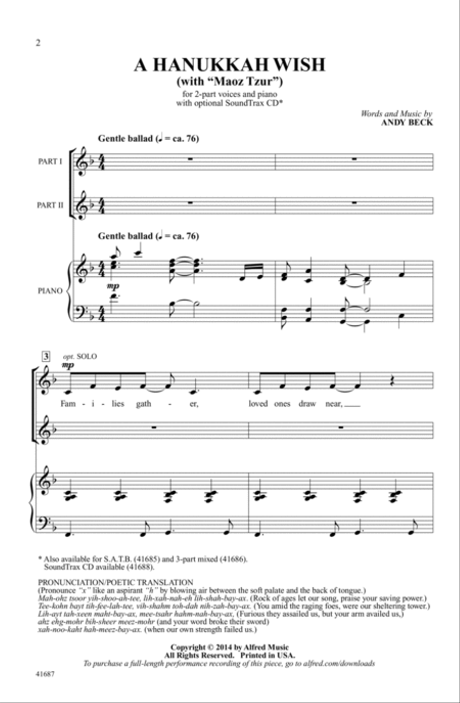 A Hanukkah Wish A Hanukkah Wish Choir scores gallery preview page 1
