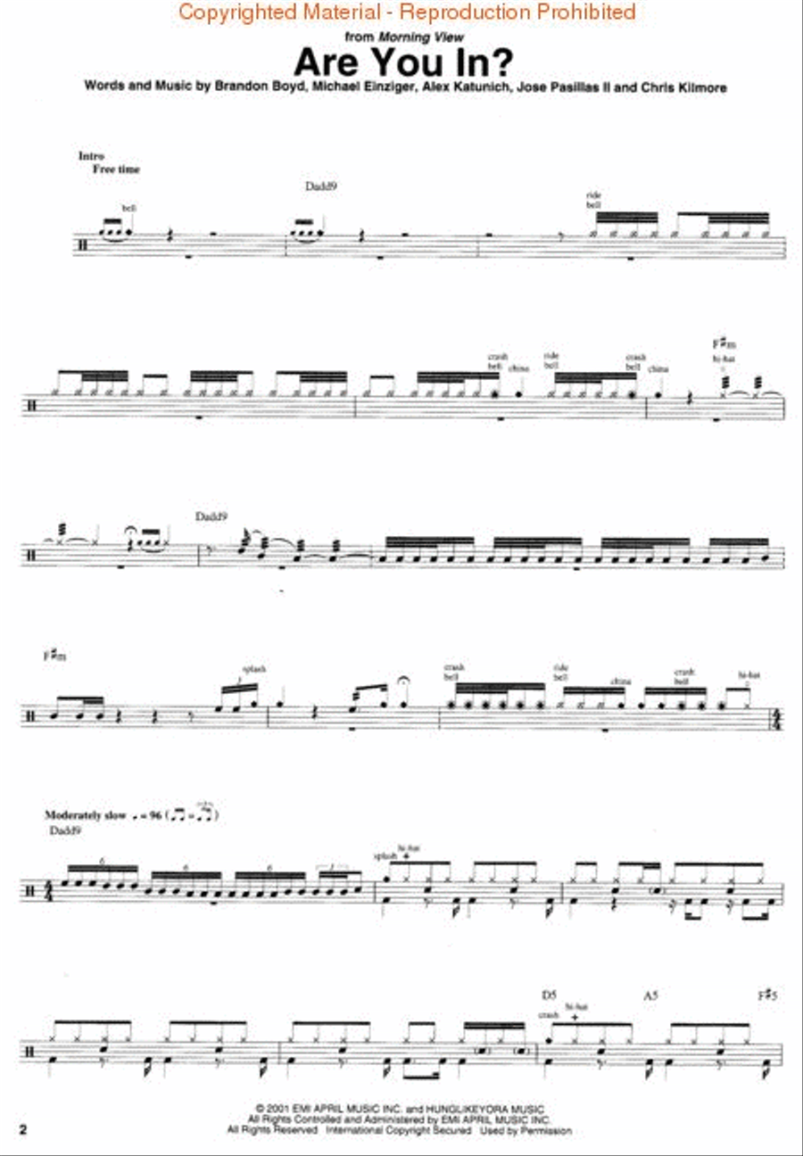 Incubus Drum Collection Drums scores gallery preview page 3