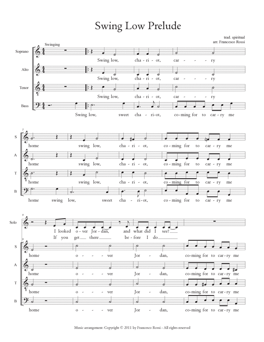Swing Low Prelude Swing Low Prelude 4-Part scores gallery preview page 1