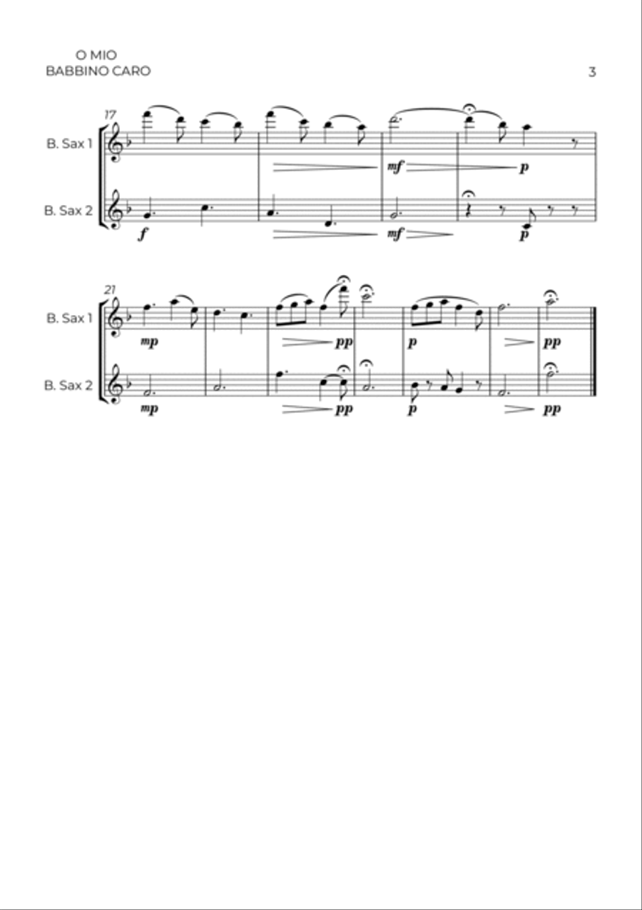 O MIO BABBINO CARO - SAX BARITONE DUET Woodwind Duet scores gallery preview page 3