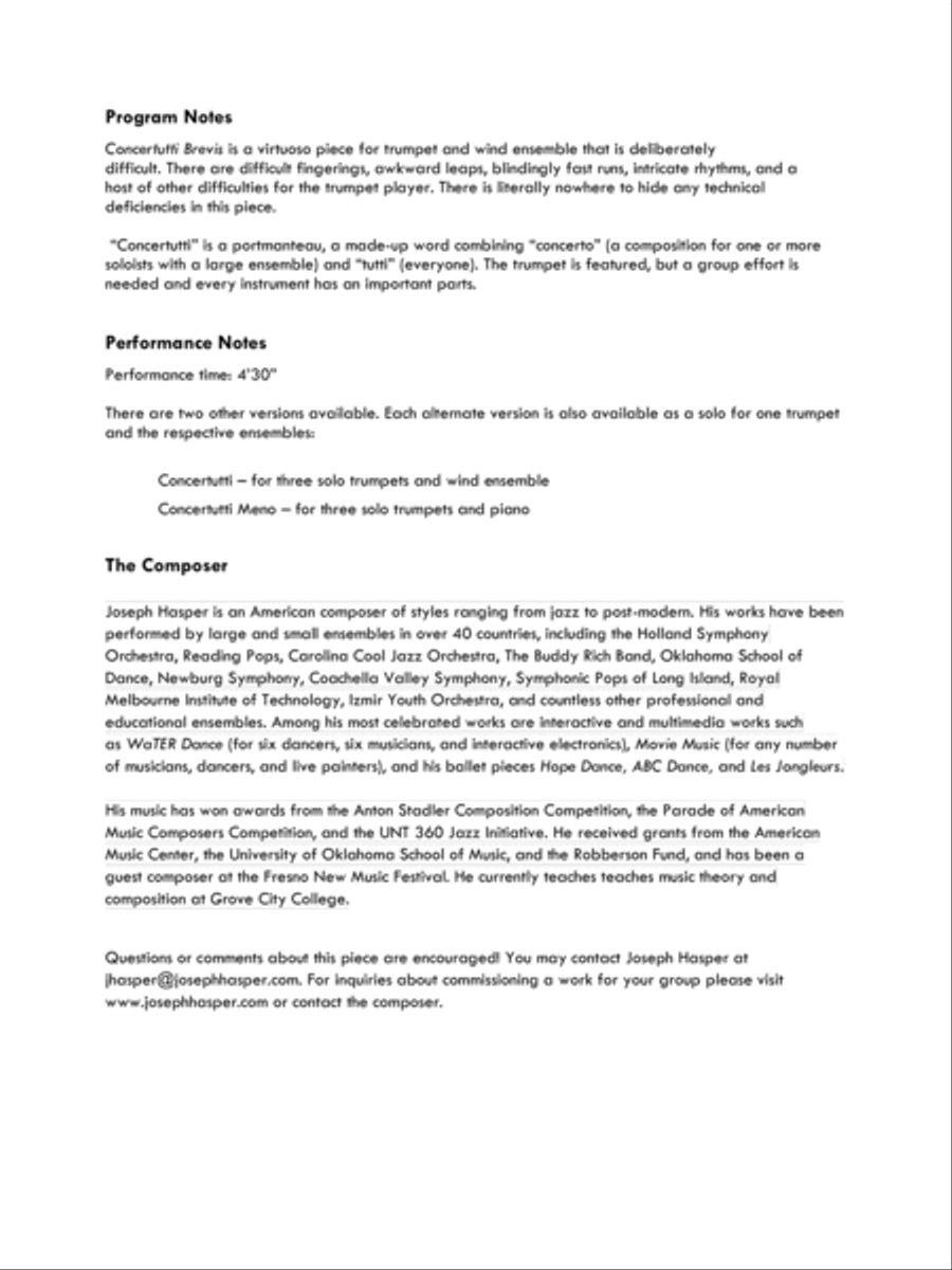 Concertutti Brevis (concerto for trumpet and wind ensemble) Concert Band scores gallery preview page 4