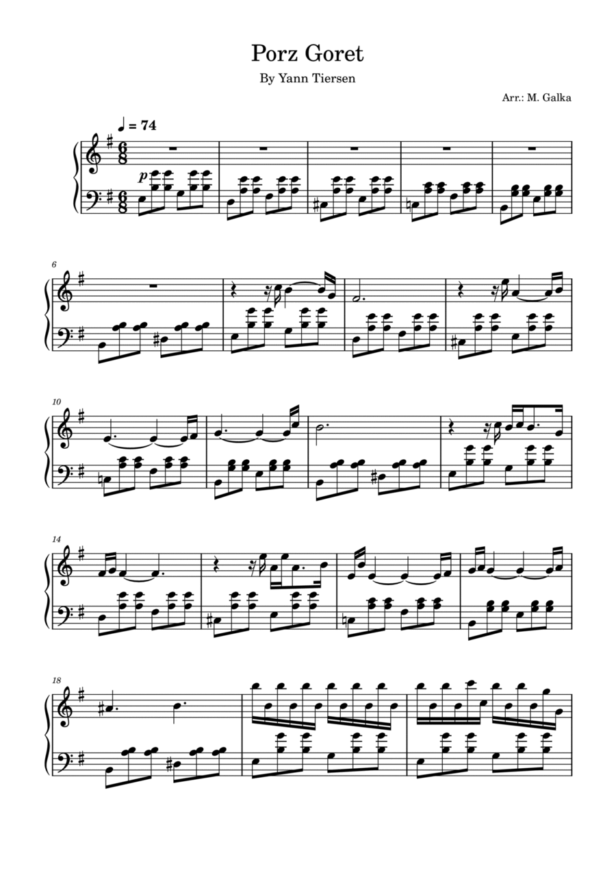 Porz Goret Piano Solo scores gallery preview page 1