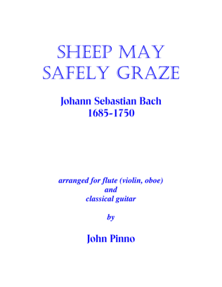 Book cover for Sheep May Safely Graze (J.S. Bach) for flute (violin, oboe), and classical guitar