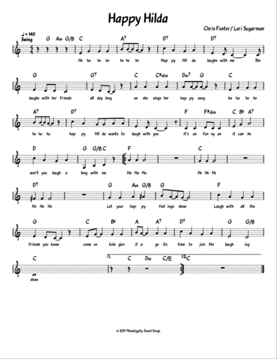 Happy Hilda - Lead Sheet Piano, Vocal, Guitar scores gallery preview page 1