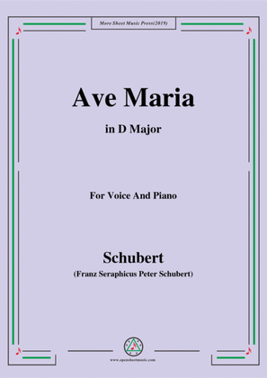 Book cover for Schubert-Ave maria in D Major,for voice and piano