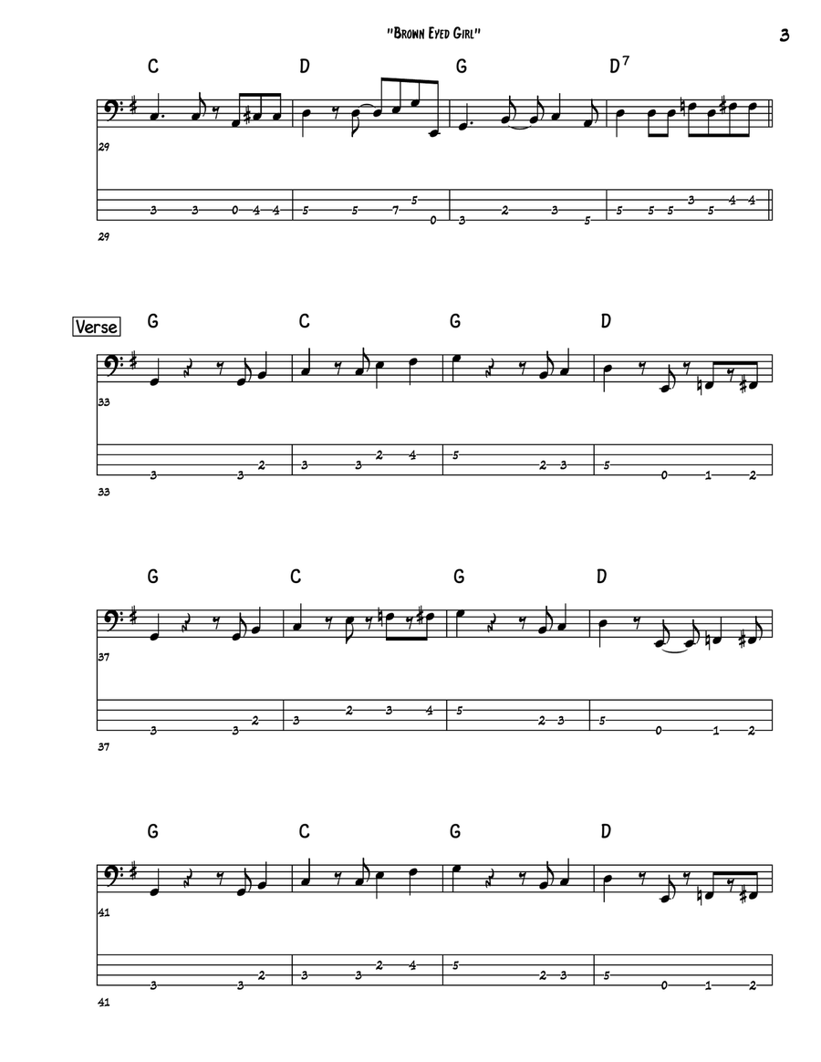 Brown Eyed Girl Guitar Tablature scores gallery preview page 3