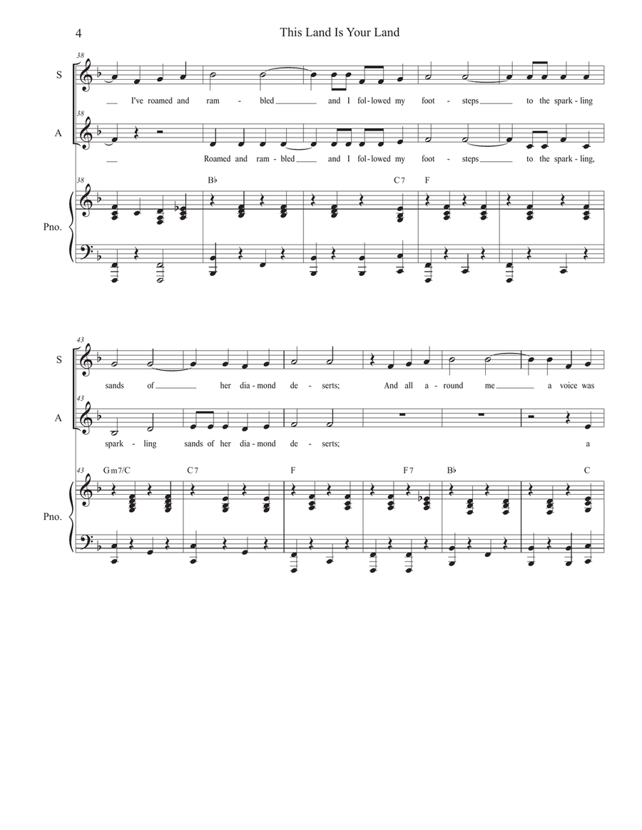 This Land Is Your Land Alto Voice scores gallery preview page 4