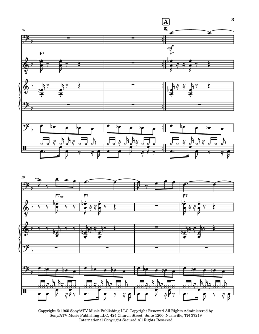 Norwegian Wood (this Bird Has Flown) Jazz Ensemble scores gallery preview page 4