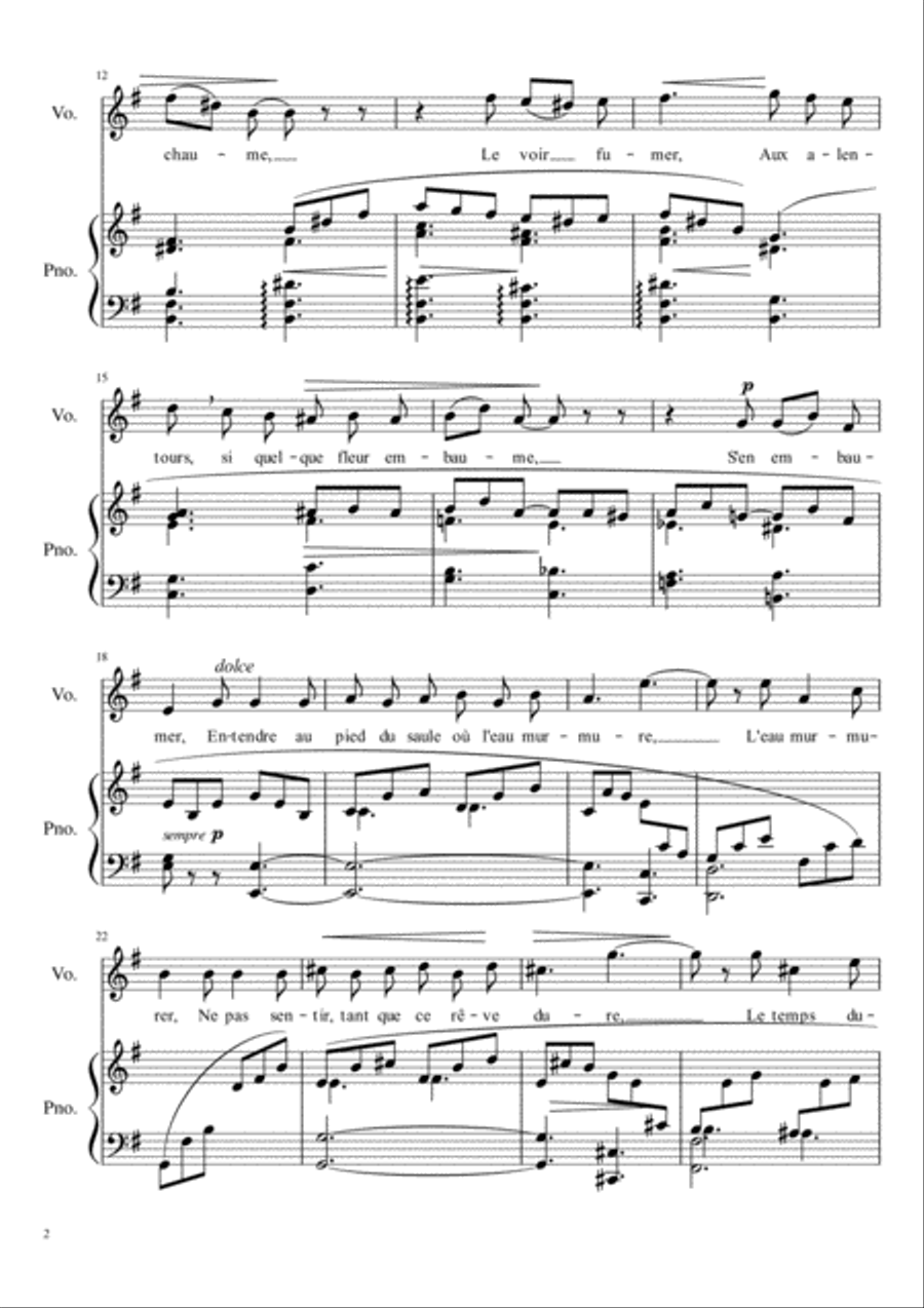 Au bord de l'eau - E Minor Voice Solo scores gallery preview page 3