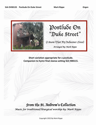 Book cover for Postlude On "Duke Street" (I Know That My Redeemer Lives) StA OV00135