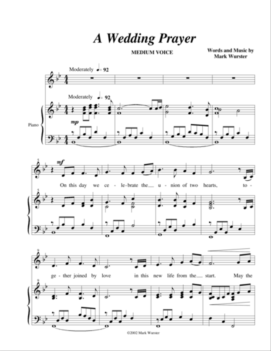A Wedding Prayer Voice scores gallery preview page 1