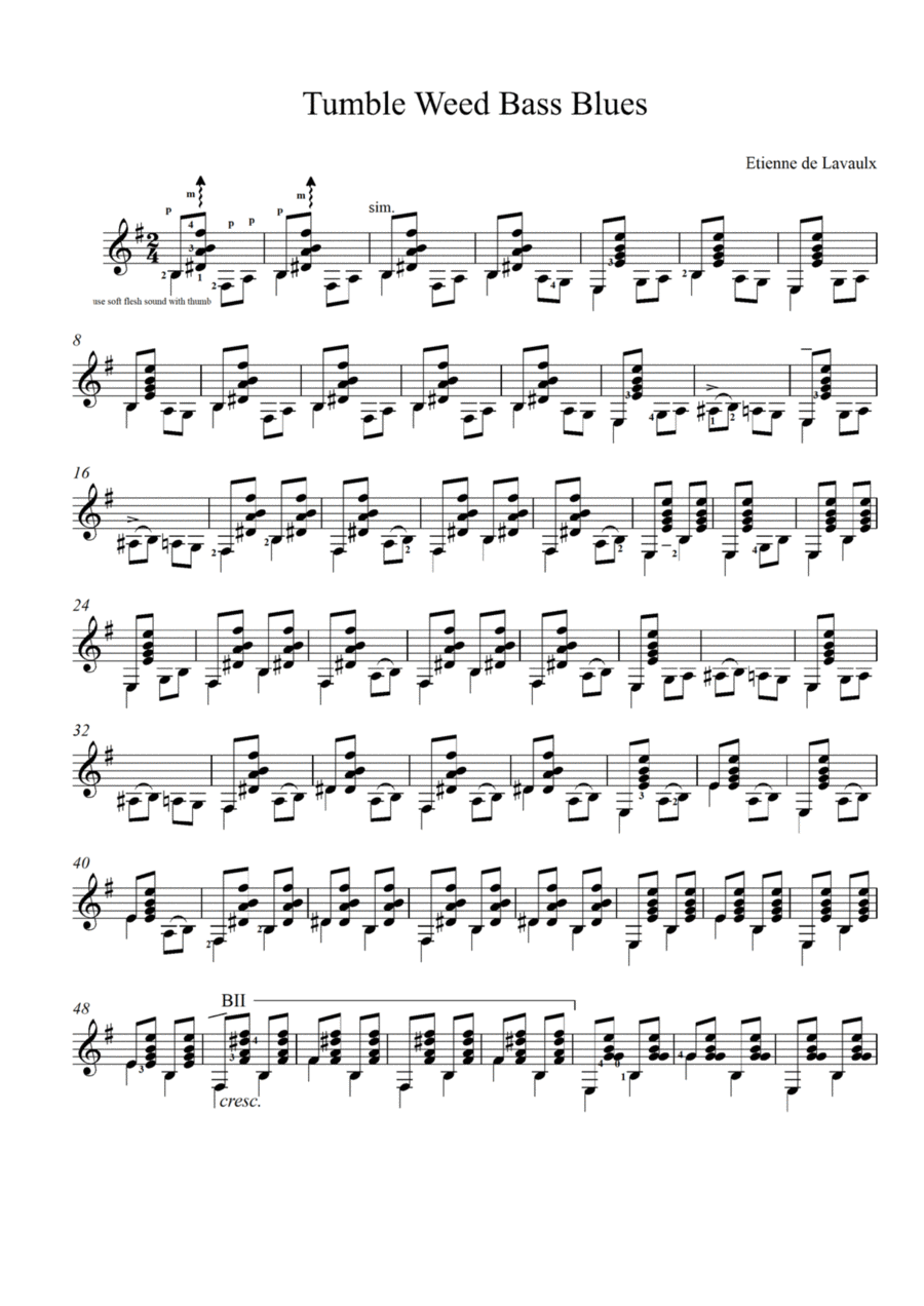 Tumble Weed Bass Blues Acoustic Guitar scores gallery preview page 1
