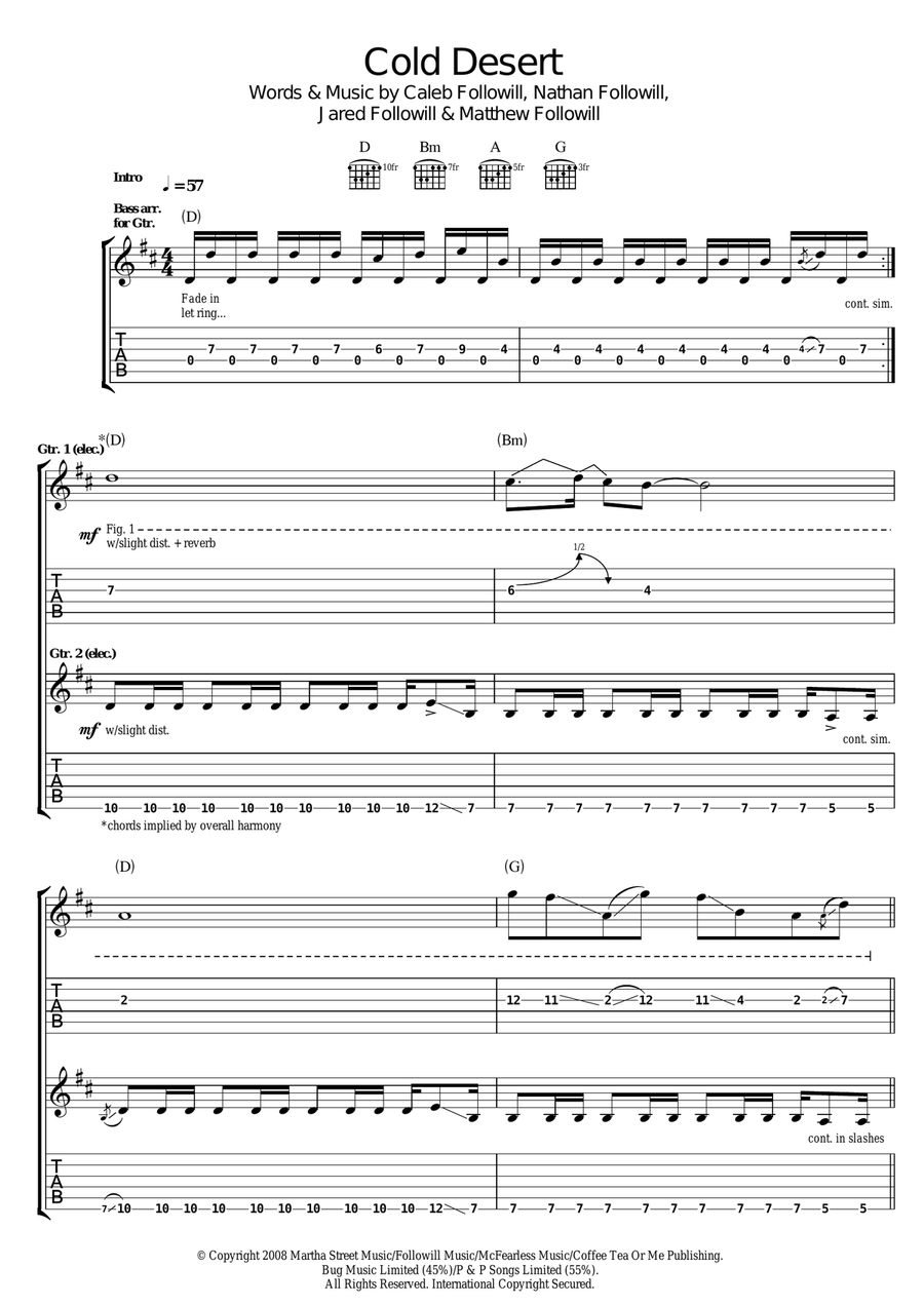 Cold Desert Guitar Tablature scores gallery preview page 1