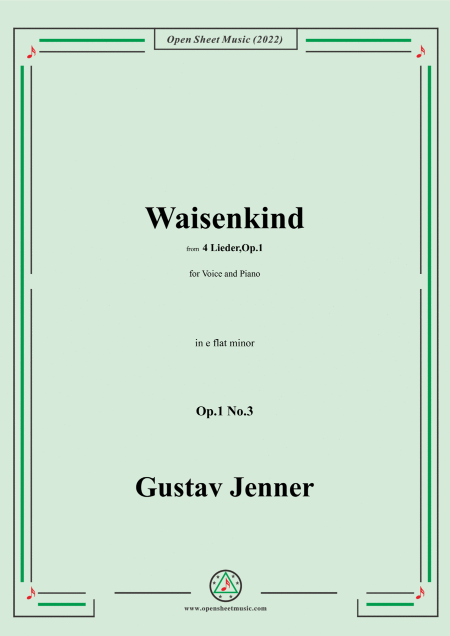 Jenner-Waisenkind,in e flat minor,Op.1 No.3,from '4 Lieder,Op.1' Voice scores gallery preview page 1