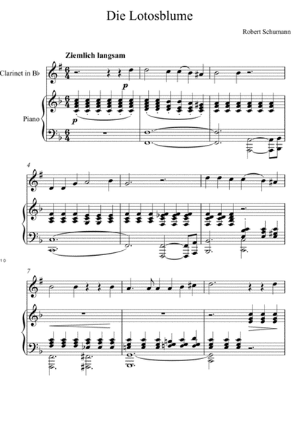 Robert Schumann - Die Lotosblume (Clarinet Solo) image number null