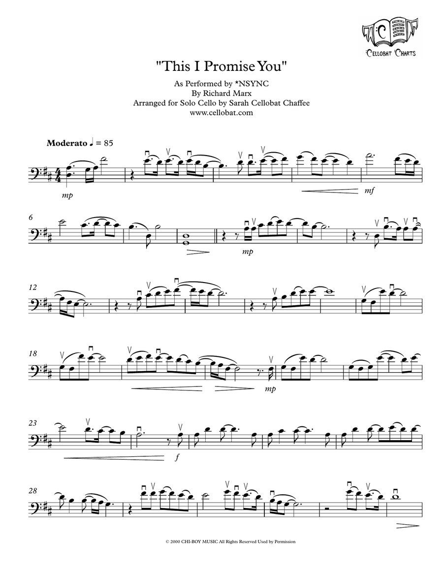 This I Promise You Cello Solo scores gallery preview page 1