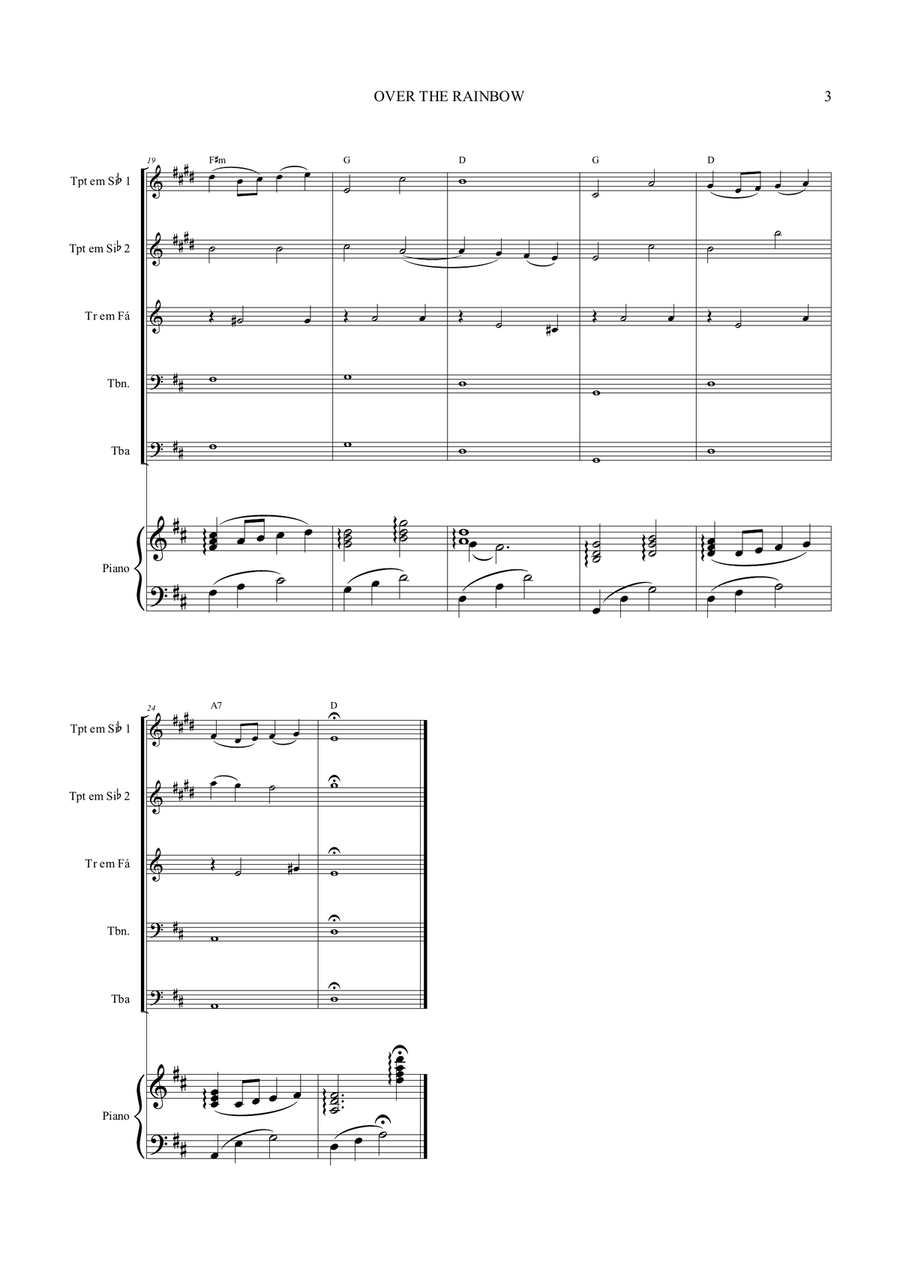 Over The Rainbow Brass Quintet scores gallery preview page 3
