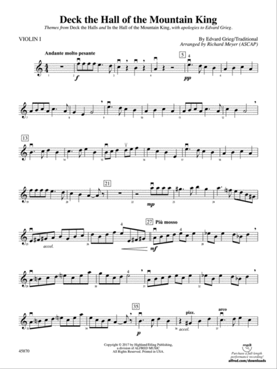 Book cover for Deck the Hall of the Mountain King: 1st Violin