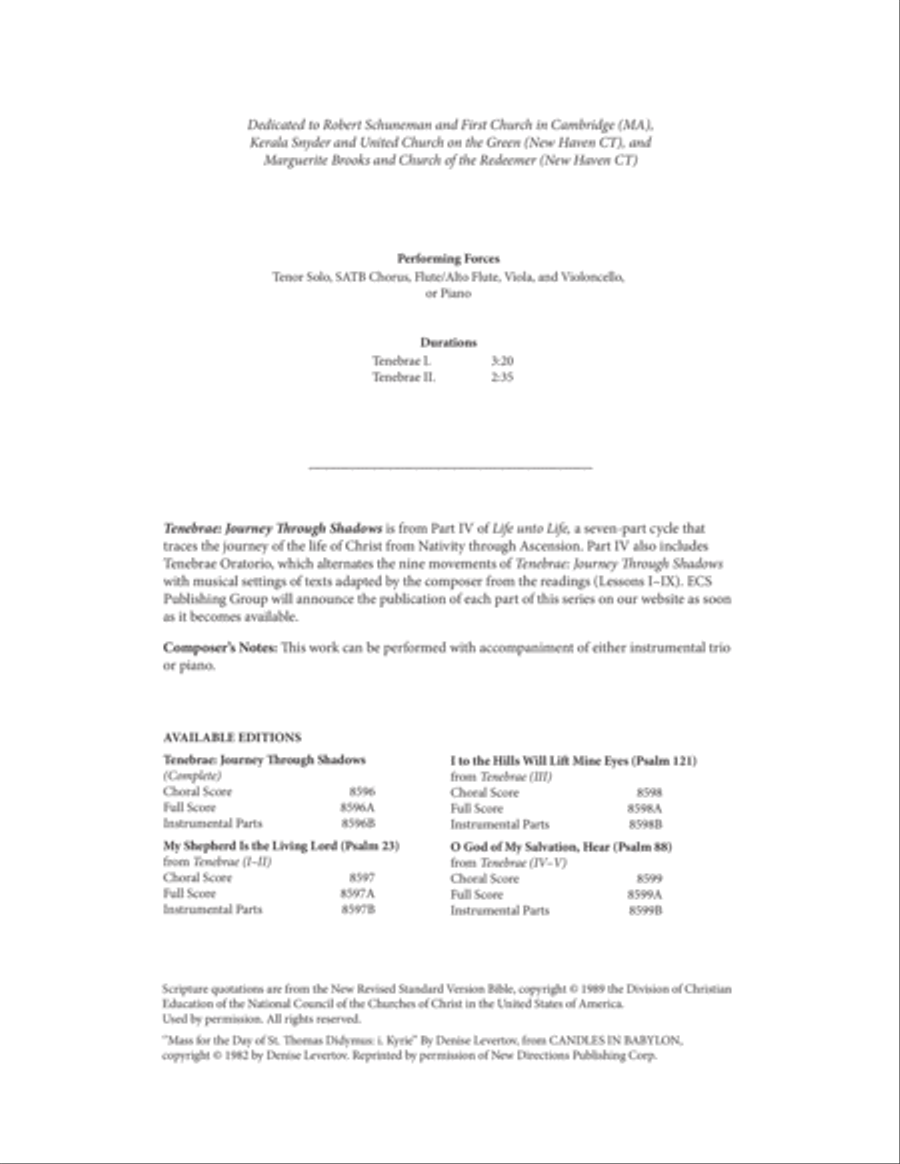 My Shepherd Is the Living Lord (Psalm 23): from Tenebrae (I-II) Choir scores gallery preview page 1