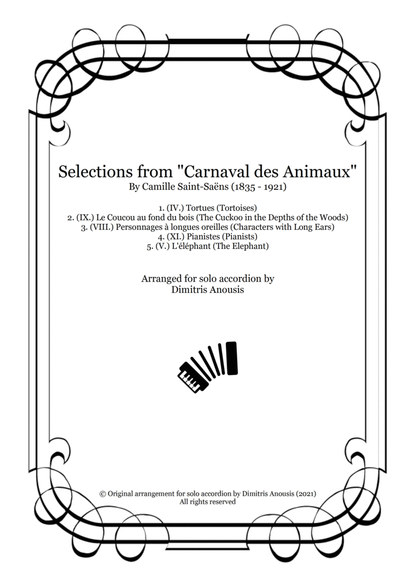 Selections form Saint-Saëns "Carnaval des Animaux" - Arrangements for solo accordion image number null
