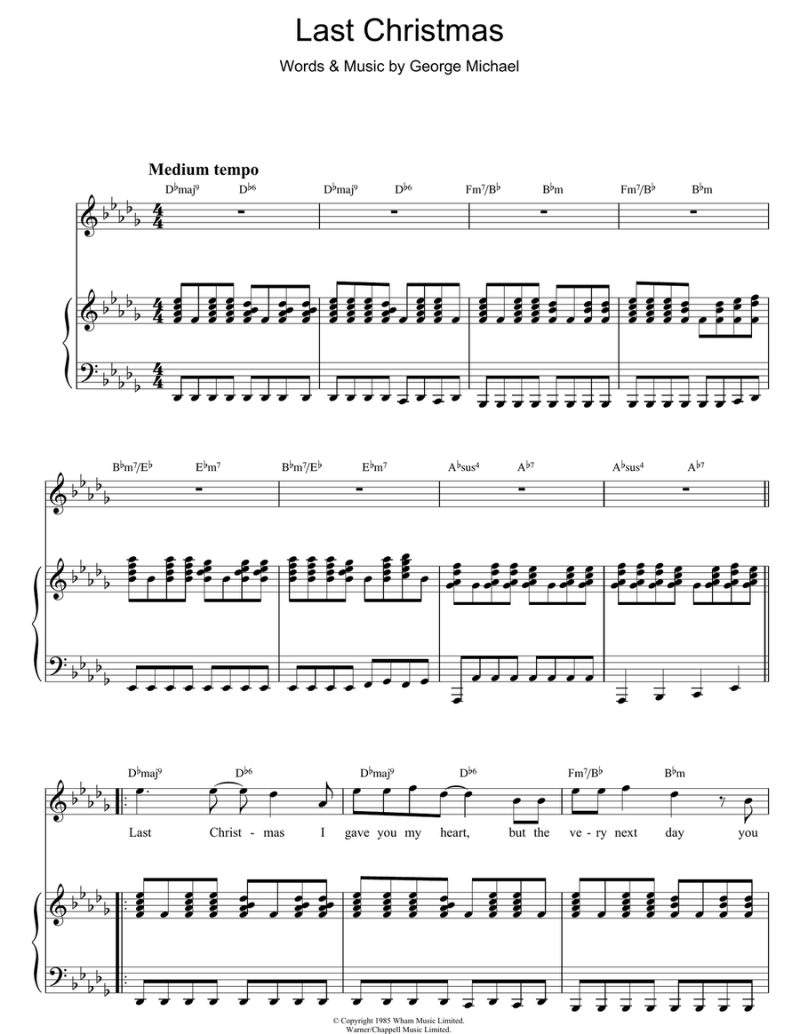 Last Christmas Piano, Vocal scores gallery preview page 1