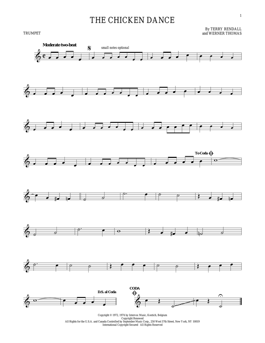 The Chicken Dance The Chicken Dance Trumpet Solo scores gallery preview page 1