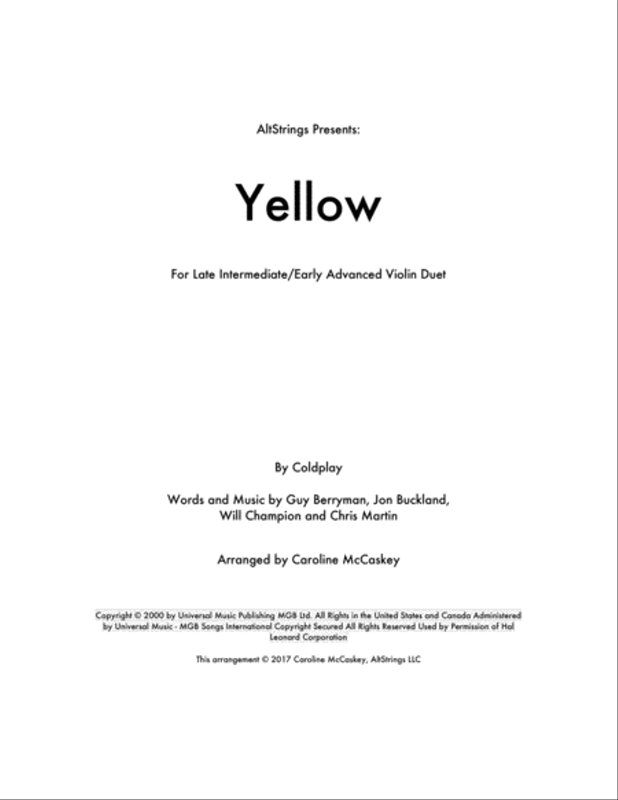 Yellow Yellow String Duet scores gallery preview page 1