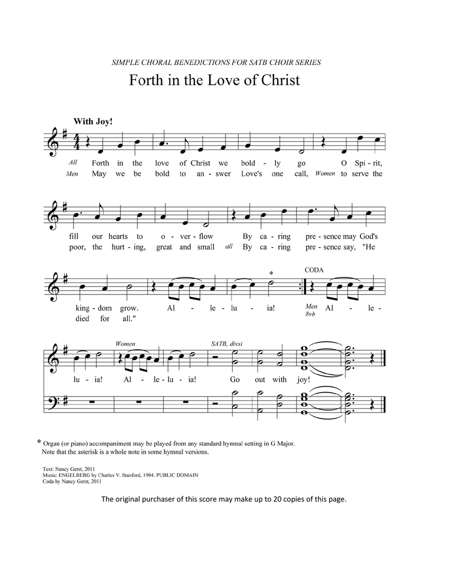 Forth in the Love of Christ 4-Part scores gallery preview page 1