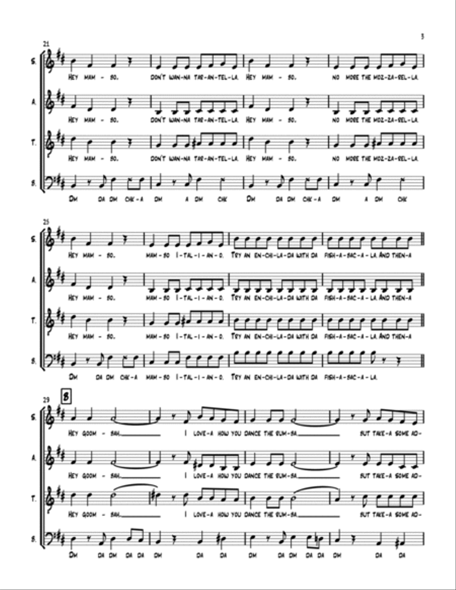Mambo Italiano 4-Part scores gallery preview page 3