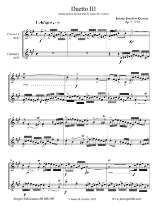 Quantz: Duetto Op. 2 No. 3 for Clarinet Duo