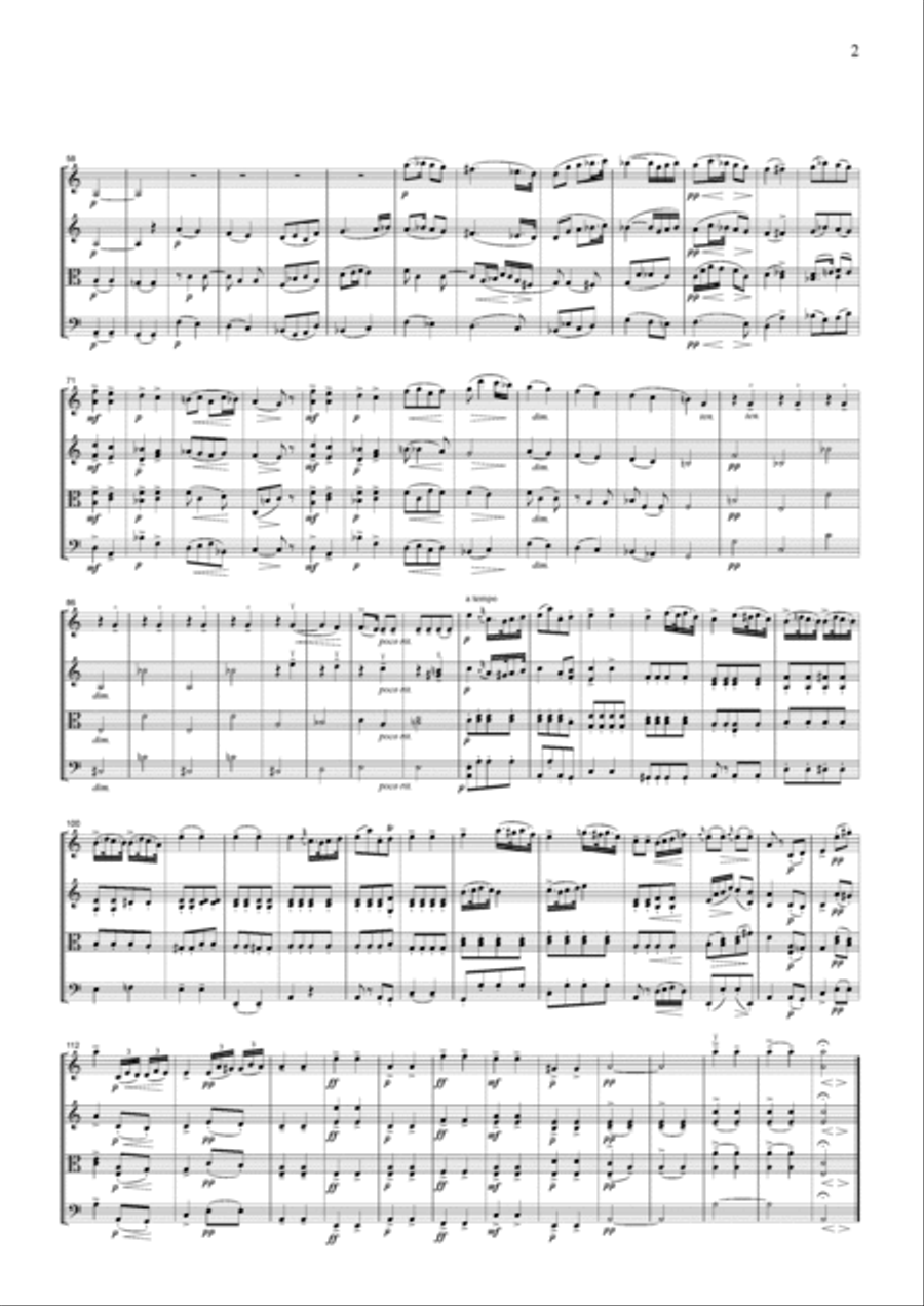Schubert from Symphony No.9(Great), 2nd mvt., for string quartet, CS007 String Quartet scores gallery preview page 2